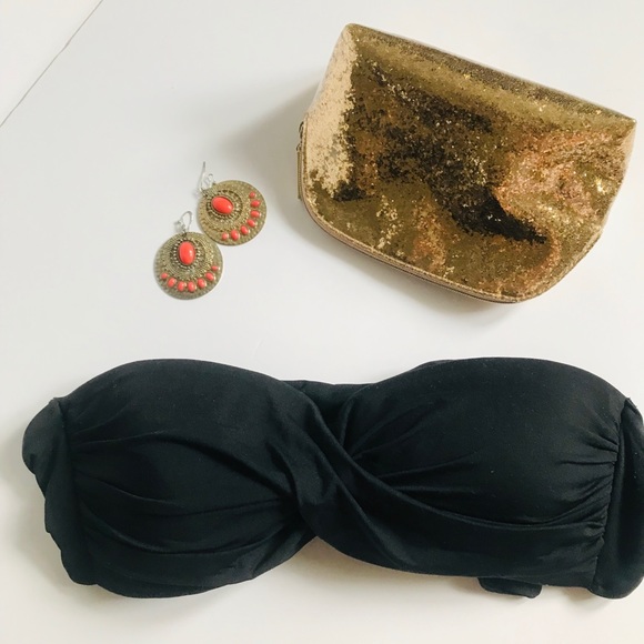 Bandeau Bikini Top Ann Taylor Size XS Black - Picture 2 of 8